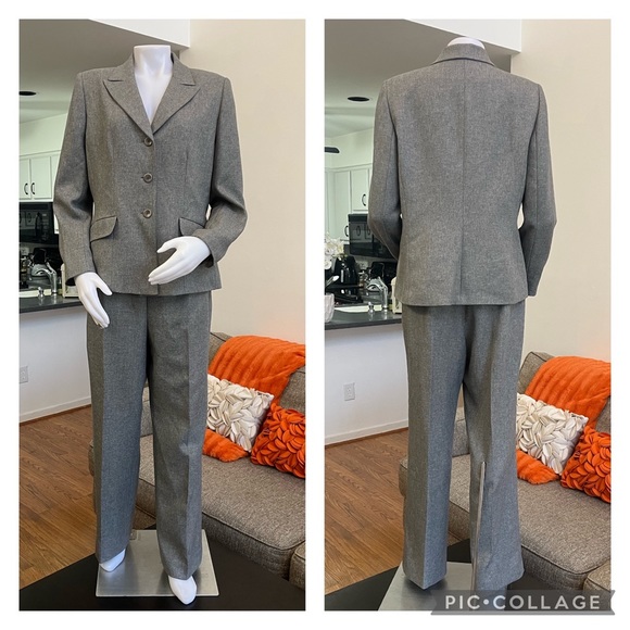 Le Suit Pants - ❣️Le Suit Gray Small Herringbone Print Pant Suit❣️